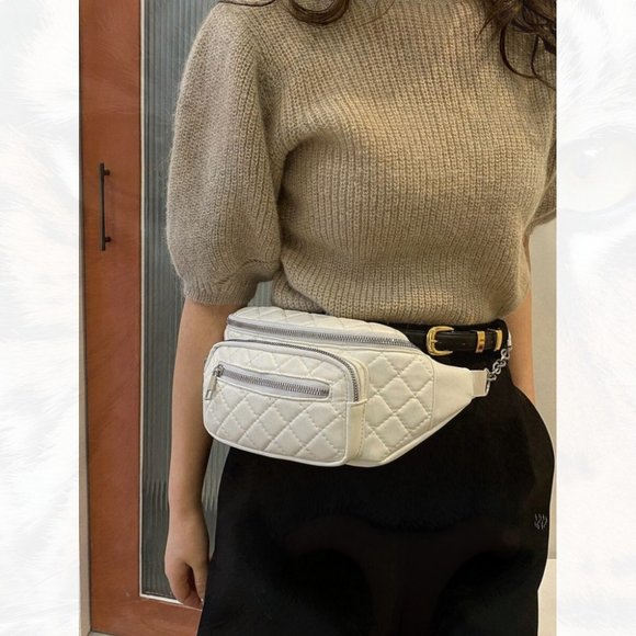 New Mini Quilted Multi Zip Fanny Pack 194 - Picture 3 of 4